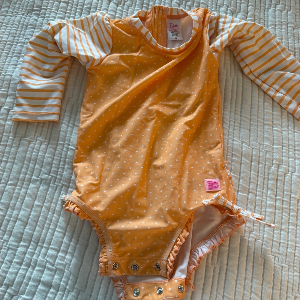 Ruffle butts Orange Polka Dot Kids One Piece
